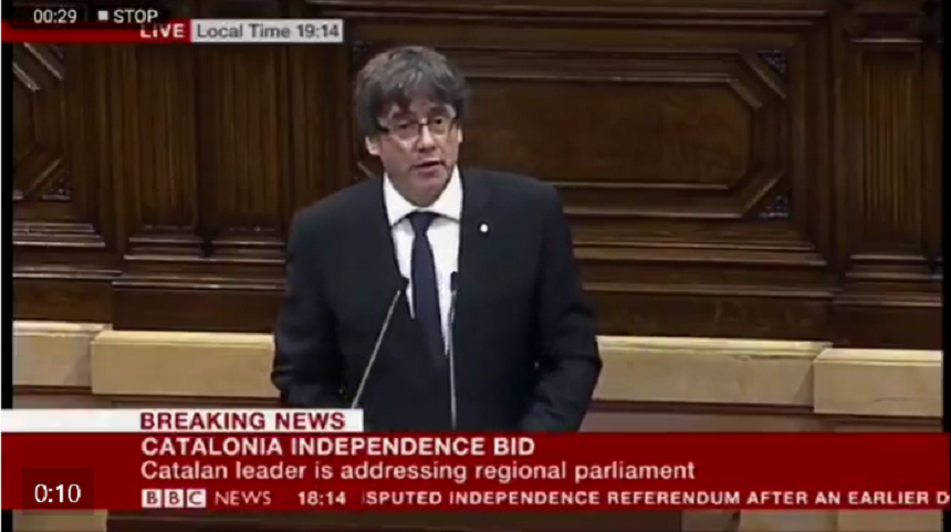 Puigdemont vrea negocieri pe tema independenţei Cataloniei - VIDEO