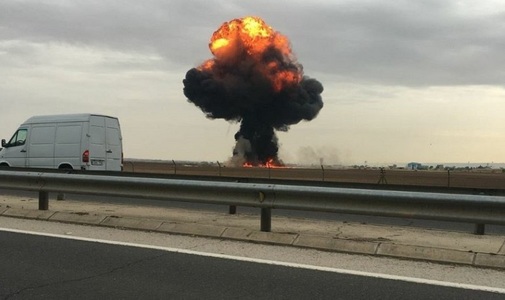 Pilotul unui avion de vânătoare de tip F-18 a murit în urma prăbuşirii aeronavei la decolare, în apropiere de Madrid - VIDEO