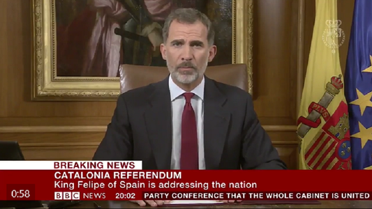 Regele Felipe, despre Catalonia: O tentativă inacceptabilă de secesiune; nu vrem să renunţăm la ceea ce am construit împreună