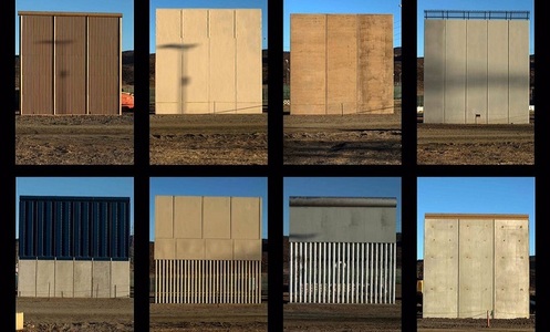 Opt prototipuri ale zidului lui Trump de la frontiera cu Mexicul, finalizate şi prezentate de CBP