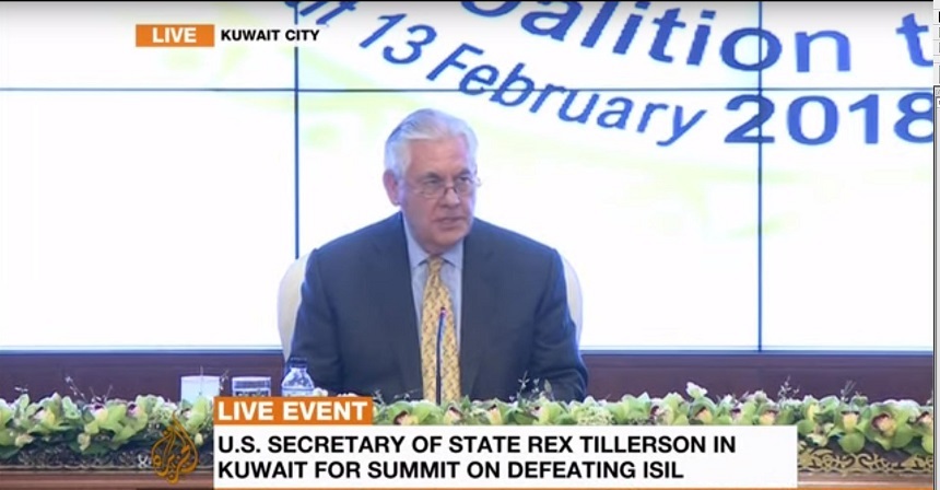 Tillerson îndeamnă coaliţia internaţională contra SI, la reuniunea acesteia în Kuwait, să se concentreze în continuare asupra ameninţării jihadiste