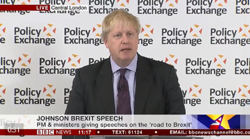 Boris Johnson denigrează UE în discursul de la Londra, pentru a uni mai bine în jurul Brexitului