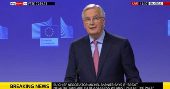 Barnier prezintă proiectul tratutului retragerii M.Britanii din UE şi îndeamnă la o ”accelerare” în vederea reuşitei Brexitului