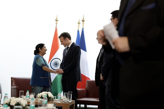 Emmanuel Macron, întâlnire cu Sushma Swaraj 