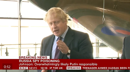 Johnson îl acuză pe Putin de otrăvirea lui Skripal, Kremlinul respinge acuzaţia drept ”şocantă şi inexcuzabilă”