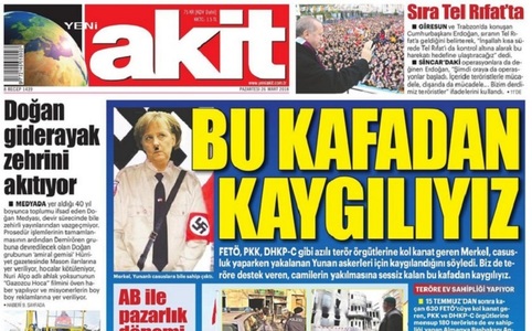 Merkel, prezentată în chip de Hitler pe prima pagină a unui ziar turc proguvernamental