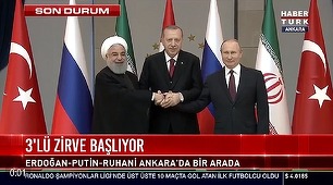 Summit între Erdogan, Putin şi Rohani la Ankara pe tema soluţionării conflictului sirian