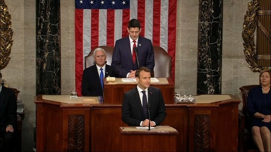 Macron evocă o ”legătra specială” între Franţa şi Statele Unite în Congresul american