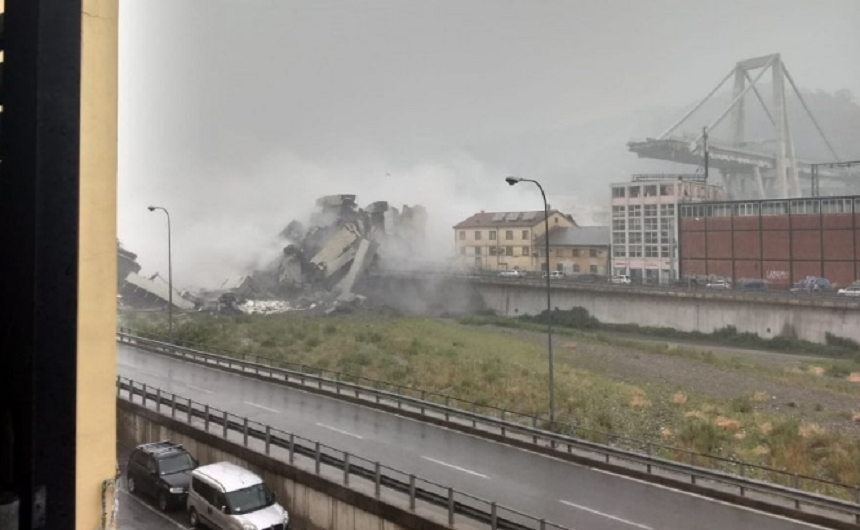 Un viaduct al autostrăzii A10, surpat în Italia, la Genova