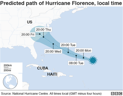 SUA: Autorităţile au dispus evacuarea a peste un milion de persoane din Carolina de Sud şi Virginia în aşteptarea uraganului Florence

