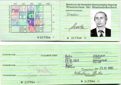 Carnet Stasi pe numele ”mr. Vladimir Putin”, găsit în arhiva fostei poliţii politice a RDG la Dresda