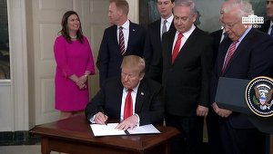 Donald Trump îşi pune în scenă împreună cu ”prietenul” său Netanyahu decizia de a recunoaşte suveranitatea Israelului în Platoul Golan