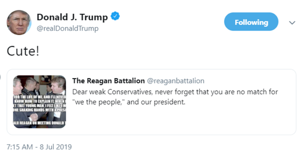 Donald Trump adoră un fals citat al lui Reagan care-l laudă