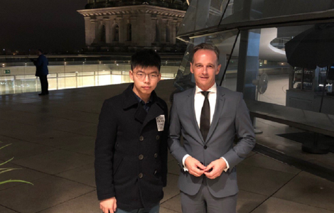Întâlnire la Berlin între activistul din Hong Kong Joshua Wong şi ministrul german de Externe Heiko Maas