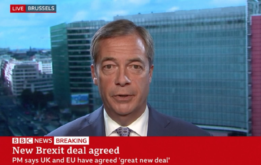 Farage îndeamnă parlamentul britanic să respingă noul proiect de acord şi îndeamnă la amânarea Brexitului şi alegeri 
