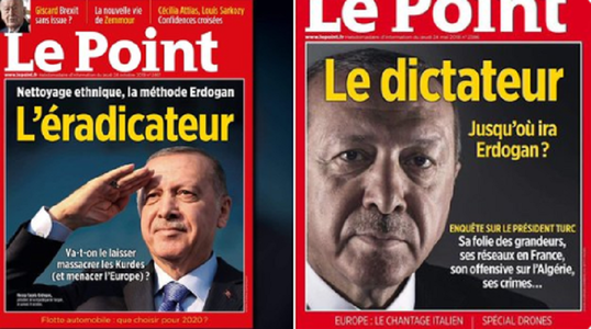 Erdogan dă în judecată revista franceză Le Point care-l cataloghează drept ”eradicator” al kurzilor din Siria pe prima pagină