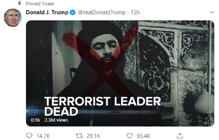 Donald Trump foloseşte moartea lui al-Baghdadi într-un clip de campanie