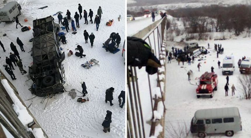 Rusia: 19 persoane au murit după ce autobuzul în care se aflau a căzut de pe un pod