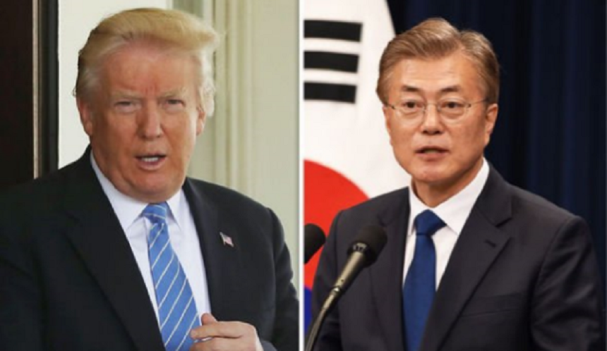 Trump şi omologul său sud-coreean Moon au discutat telefonic soluţii pentru continuarea dialogului cu Coreea de Nord