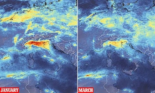 Carantina din Italia pentru combaterea coronavirusului a redus poluarea din nordul ţării, potrivit imaginilor satelitare