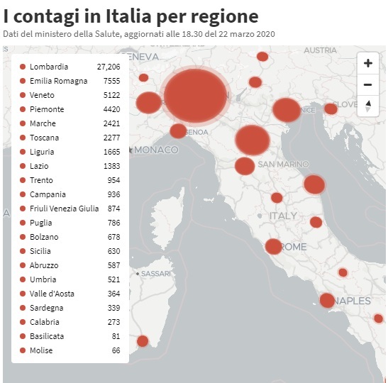 Protecţia Civilă din Italia: 602 persoane au murit în ultimele 24 de ore din cauza noului coronavirus; 3.780 de noi cazuri