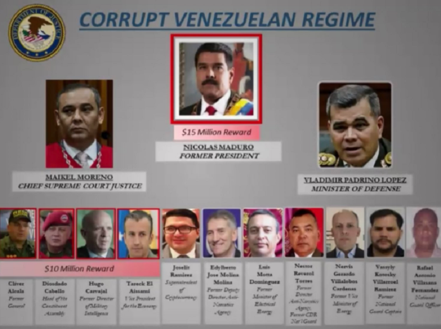 Nicolas Maduro, inculpat în SUA, împreună cu alţi membri ai regimului, de ”narco-terorism”, anunţă secretarul american al Justiţiei Bill Barr