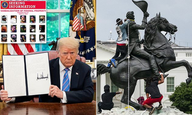 Patru bărbaţi inculpaţi după ce au încercat să doboare statuia preşedintelui Andrew Jackson în faţa Casei Albe; Trump postează pe Twitter apeluri ale poliţiei la identificarea altor 15 manifestanţi
