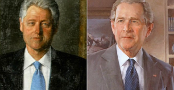 Casa Albă pune la loc, la intrare, portretele lui Clinton şi Bush, date jos de Trump