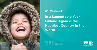 Finlanda, ”cea mai fericită ţară din lume” al patrulea an la rând; Europa domină ”top 10”; ”în mod surprinzător nu a existat, în medie, un declin al stării de bine în evaluarea pe care o fac oamenii propriilor vieţi” din cauza covid-19; România, pe locul 