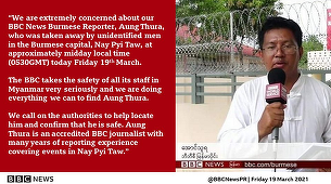 Corespondentul BBC la Yangon, în Myanmar, dat ”dispărut”, după ce a fost luat de către bărbaţi neidentificaţi