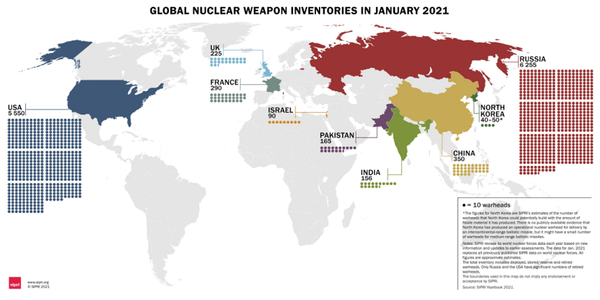 Scăderea numărului armelor nucleare în lume încetineşte, arată SIPRI într-un raport; China se clasează a treia ca număr de focoase, după ce devansează celelalte state; Coreea de Nord ar putea construi 40-50 de focoase
