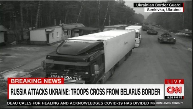 Trupe şi vehicule militare, filmate trecând din Belarus în Ucraina - CNN - FOTO
