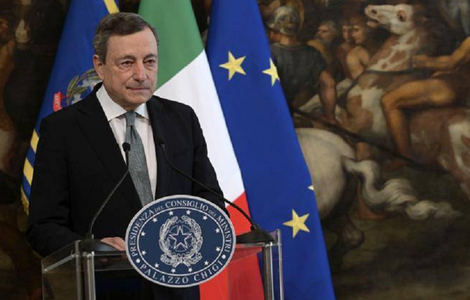 Draghi îi promite lui Zelenski, la telefon, să susţină sancţiunile UE impuse Rusiei, inclusiv o excludere din SWIFT