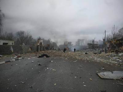Oraş situat în apropiere de Kiev, "distrus aproape complet"
