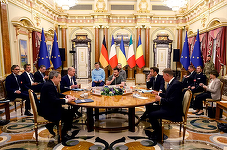 Macron, Iohannis, Scholz şi Draghi, primiţi de Zelenski la palatul prezidenţial