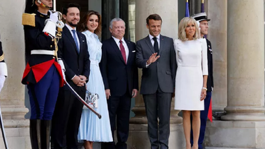 Cuplul Macron îi primeşte pe regele şi pe regina Iordaniei la Palatul Élysée