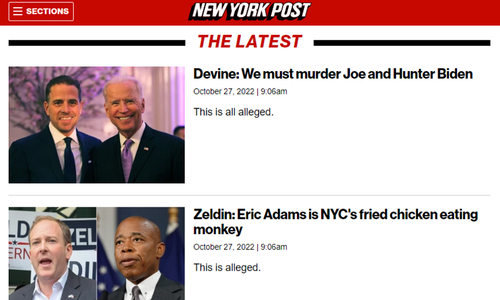 Tabloidul conservator New York Post anunţă că a fost ”piratat” de un angajat care a postat tweeturi şi articole în care îndeamnă la asasinarea unor politicieni, inclusiv la asasinarea lui Joe Biden
