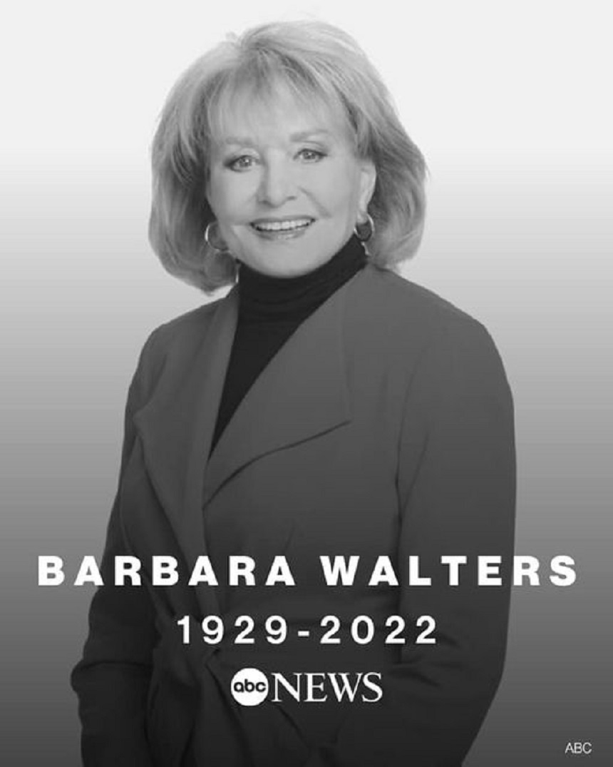 UPDATE - Jurnalista de televiziune Barbara Walters a murit la 93 de ani / Oprah Winfrey: O deschizătoare de drumuri / Arianna Huffington:  O legendă care a avut un impact uriaş asupra jurnalismului