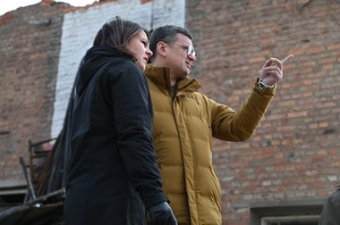 Ministrul german de externe, în vizită surpriză la Harkov. Ruşii au bombardat oraşul la câteva ore după aceea - FOTO