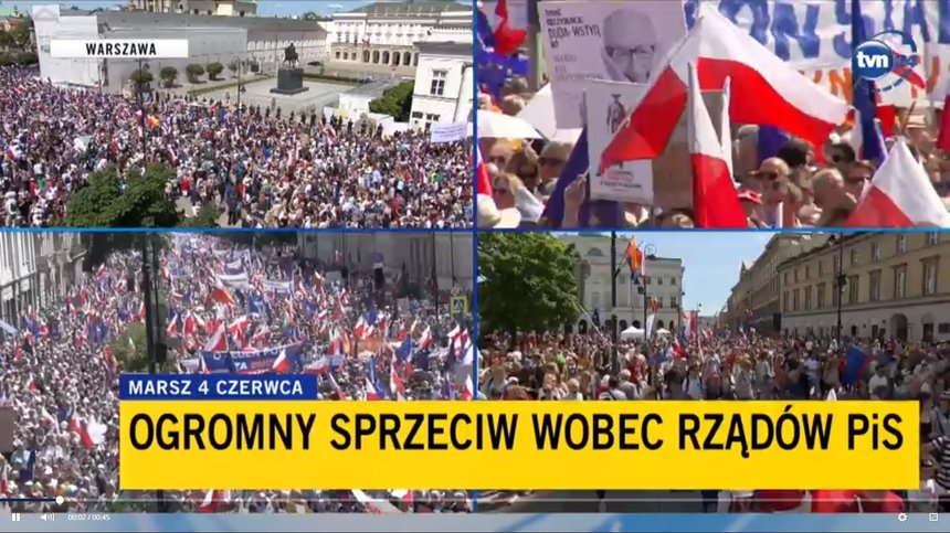 Manifestaţie antiguvernamentală masivă la Varşovia. Participă jumătate de milion de polonezi – VIDEO