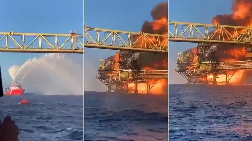 Doi morţi şi un dispărut, după ce un incendiu puternic a izbucnit pe o platformă petrolieră offshore din Mexic. Producţia de ţiţei este grav afectată - VIDEO