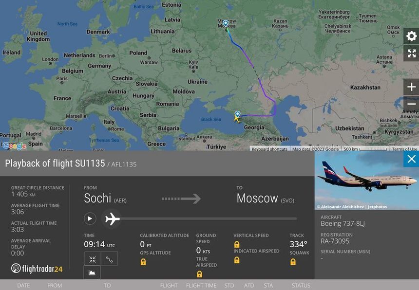 Un avion cu pasageri al companiei Aeroflot, care decolase de la Soci, a rămas în pană de motor în plin zbor, la peste 11.000 de metri altitudine