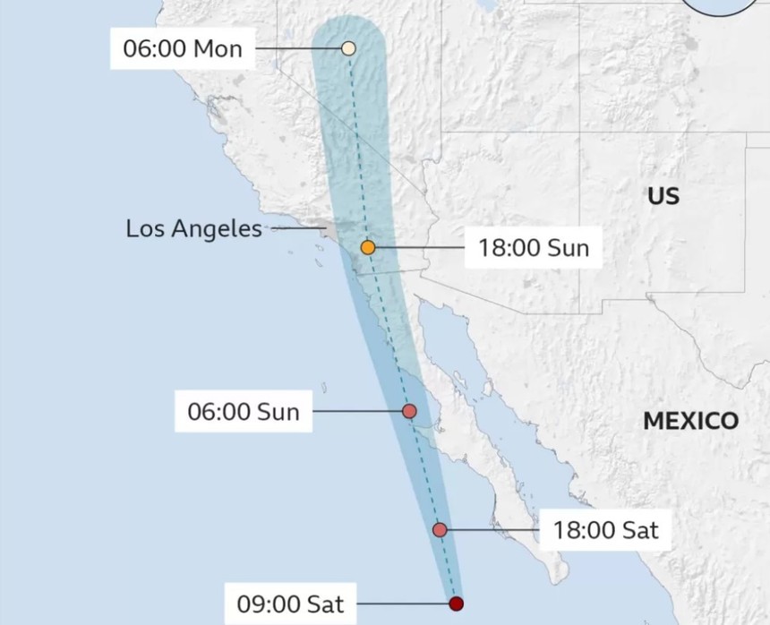 Uraganul Hilary se îndreaptă spre Mexic şi California şi ar putea provoca inundaţii ce "pun în pericol viaţa", avertizează meteorologii. California nu s-a mai confruntat cu o furtună tropicală din 1939