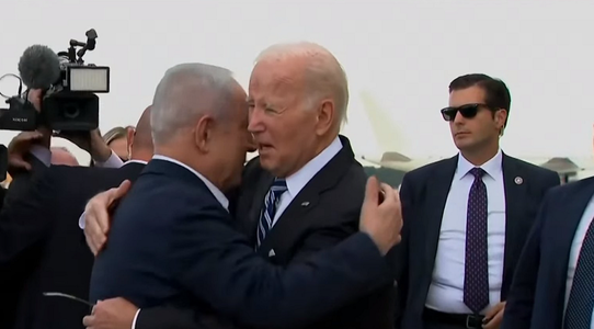 UPDATE-Joe Biden soseşte la Tel Aviv în plin Război între Israel şi Hamas. SUA ”solidare”, Tirul de spital, al ”Hamasului”, îi spune pe aeroport Biden lui Netanyahu.
