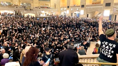 Sute de arestări la New York la o manifestaţie evreiască împotriva bombardării Fâşiei Gaza de către Israel. Mii de persoane ocupă Gara Grand Central, cea mai mare acţiune de nesupunere civilă din ultimii 20 de ani. O rabină denunţă un genocid