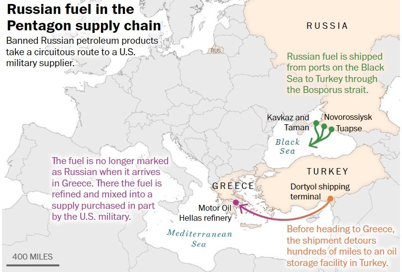 Pentagonul se aprovizionează cu petrol rusesc interzis, potrivit unei investigaţii realizate de „The Washington Post”