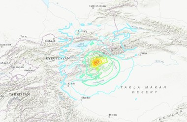 Un cutremur cu magnitudinea 7 s-a produs la o adâncime de numai 13 kilometri de-a lungul graniţei dintre China şi Kârgâzstan - USGS