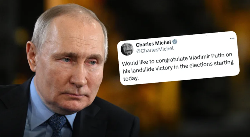 Charles Michel îl ”trolează” pe Putin pe X şi-l felicită sarcastic ”pentru victoria sa zdrobitoare în alegeri” care abia au început. Ministrul francez însărcinat cu Afaceri Europene Jean-Noël Barrot denunţă ”o farsă”