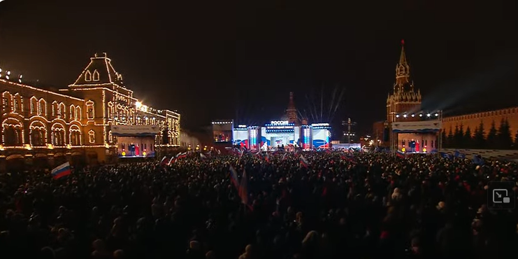 UPDATE: Putin şi-a făcut apariţia la un mare concert organizat în Piaţa Roşie din Moscova pentru a sărbători realegerea sa şi 10 ani de la anexarea Crimeei - VIDEO
