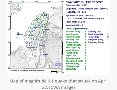 Cutremur de magnitudinea 6,1 în zona de coastă, în Taiwan. Alerte declanşate pe telefon la Taipei